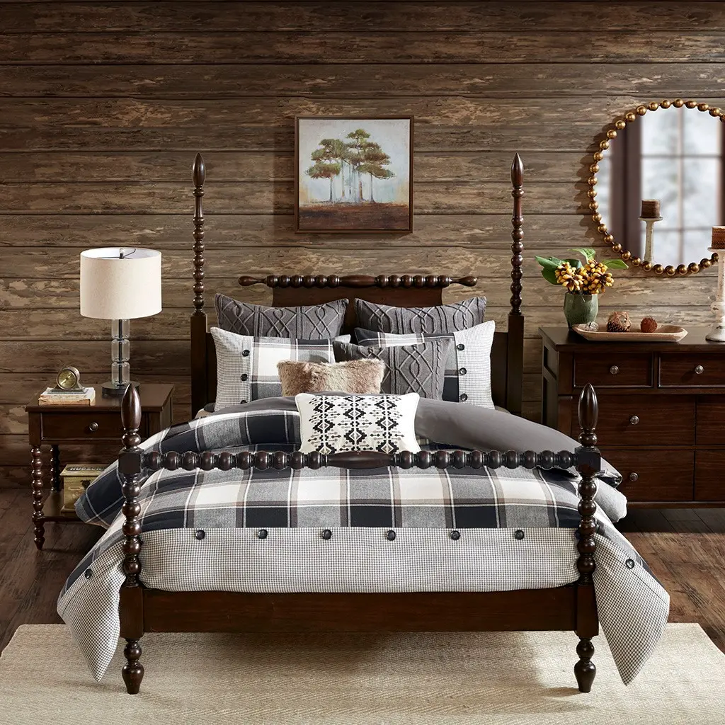 Black, Tan and Ivory King Urban Cabin 9 Piece Bedding Collection-3