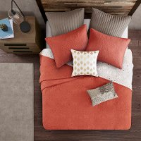 Burnt Orange and Tan Queen Kandula 3 Piece Coverlet Set-2