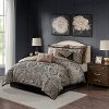 Dark Charcoal and Tan Queen Grandover 8 Piece Bedding Collection