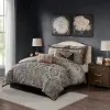 Dark Charcoal and Tan Queen Grandover 8 Piece Bedding Collection