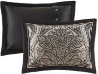 Dark Charcoal and Tan Queen Grandover 8 Piece Bedding Collection-4