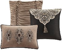 Dark Charcoal and Tan Queen Grandover 8 Piece Bedding Collection-5