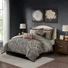 Dark Charcoal and Tan King Grandover 9 Piece Bedding Collection