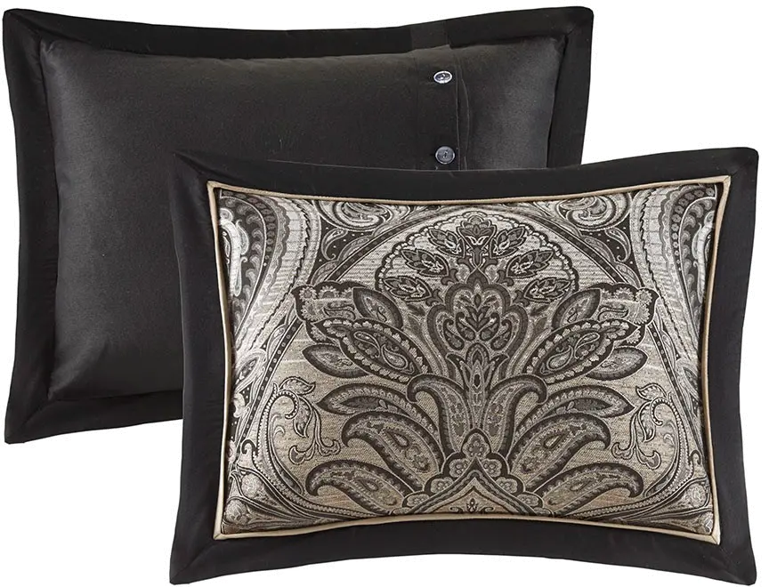Dark Charcoal and Tan King Grandover 9 Piece Bedding Collection-3