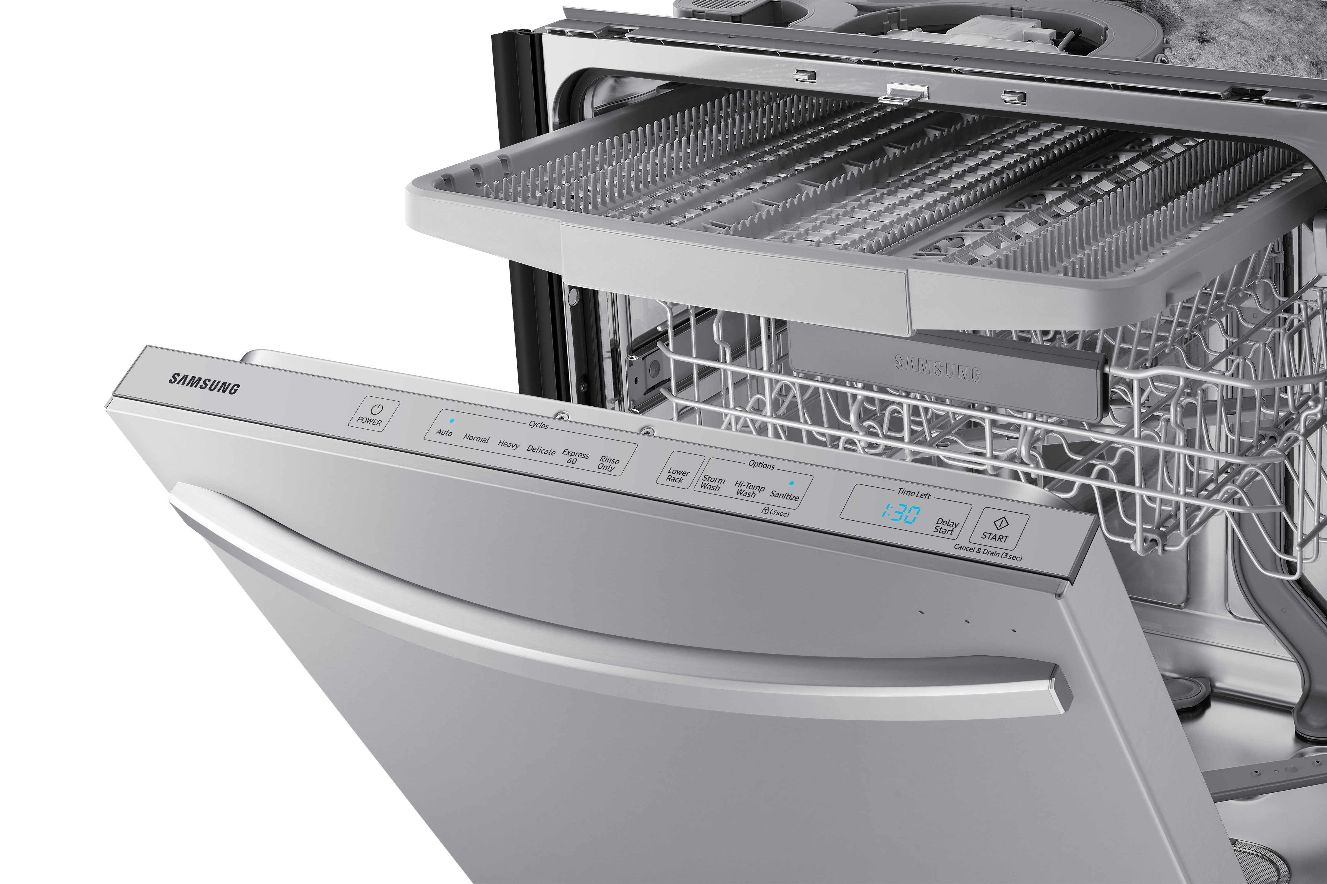 DW80R7061US Samsung StormWash Dishwasher with Bar Handle - Stainless Steel-2