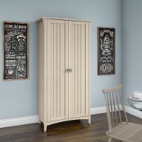 Antique White Tall Storage Cabinet with Doors - Salinas-4