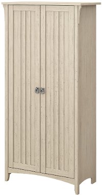 Antique White Tall Storage Cabinet with Doors - Salinas-5