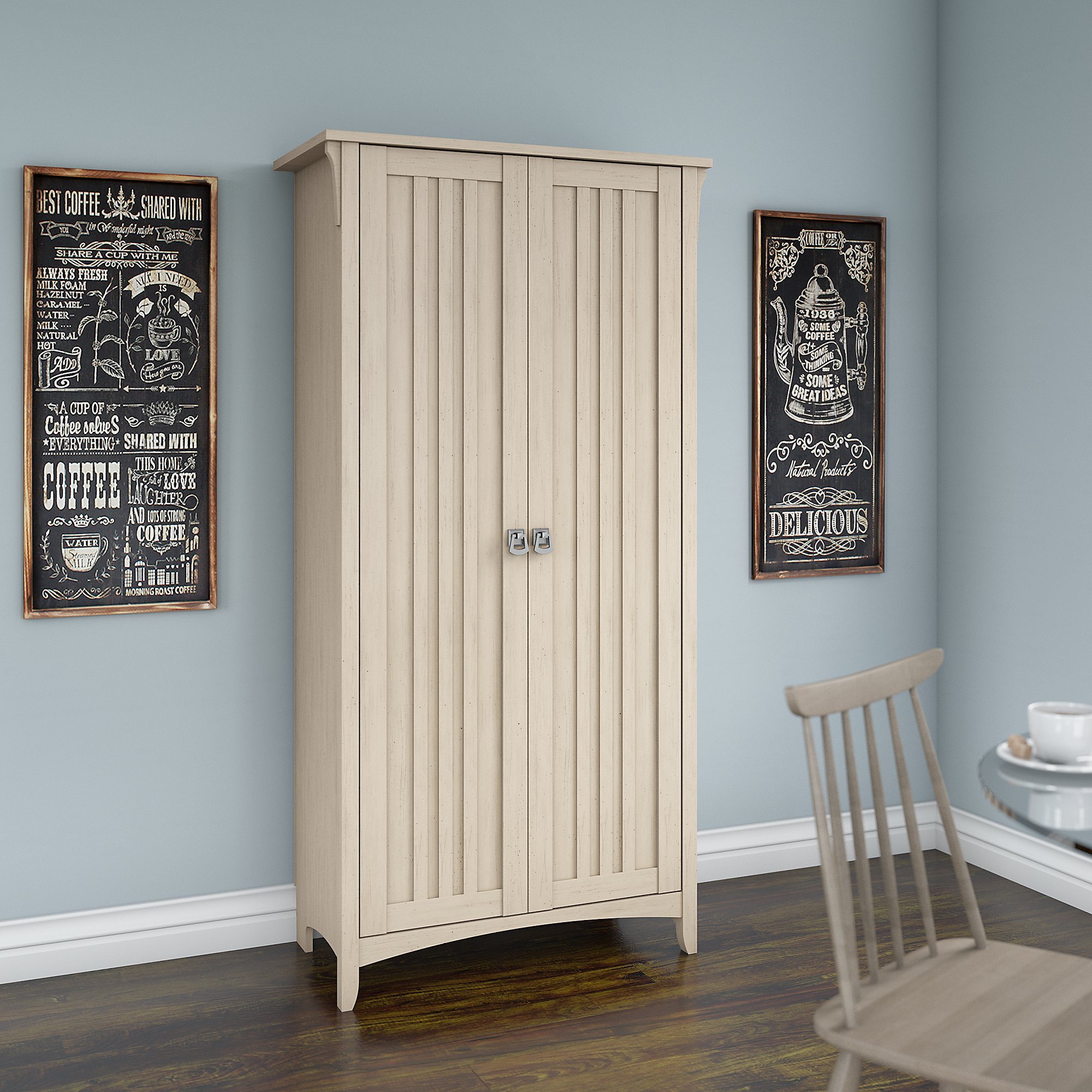 Salinas Antique White Tall Storage Cabinet-4