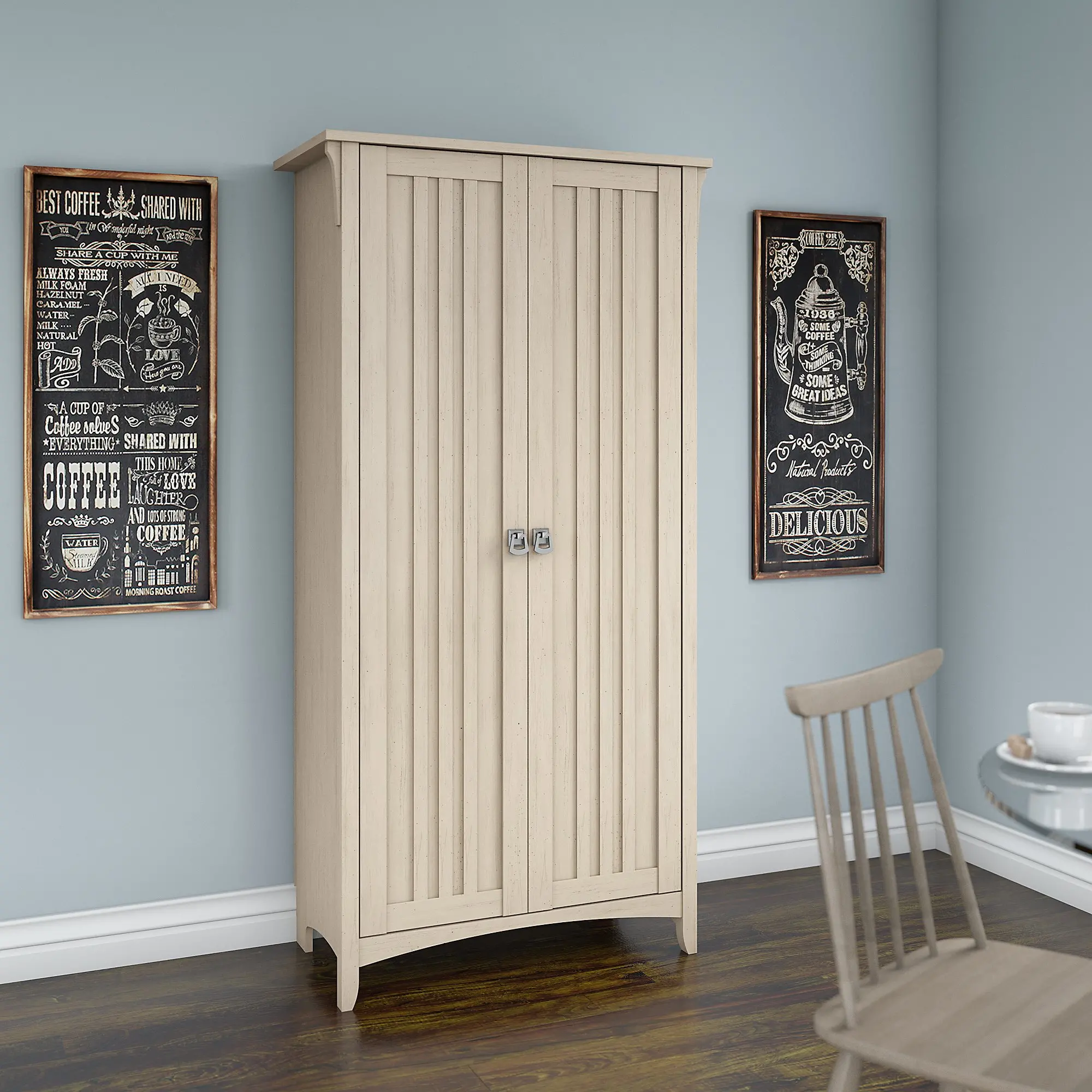 SAS332AW-03 Salinas Antique White Tall Storage Cabinet-4