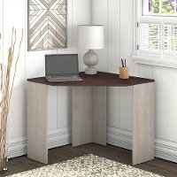 Townhill Washed Gray and Cherry Top Corner Desk