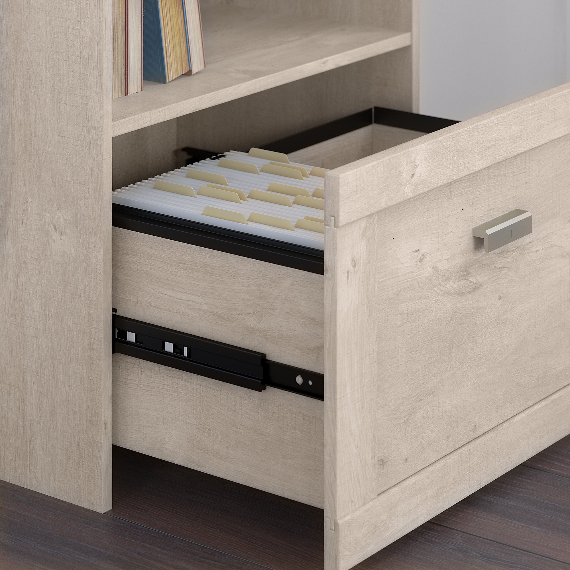 Townhill Washed Gray and Cherry Top Lateral File Cabinet-4