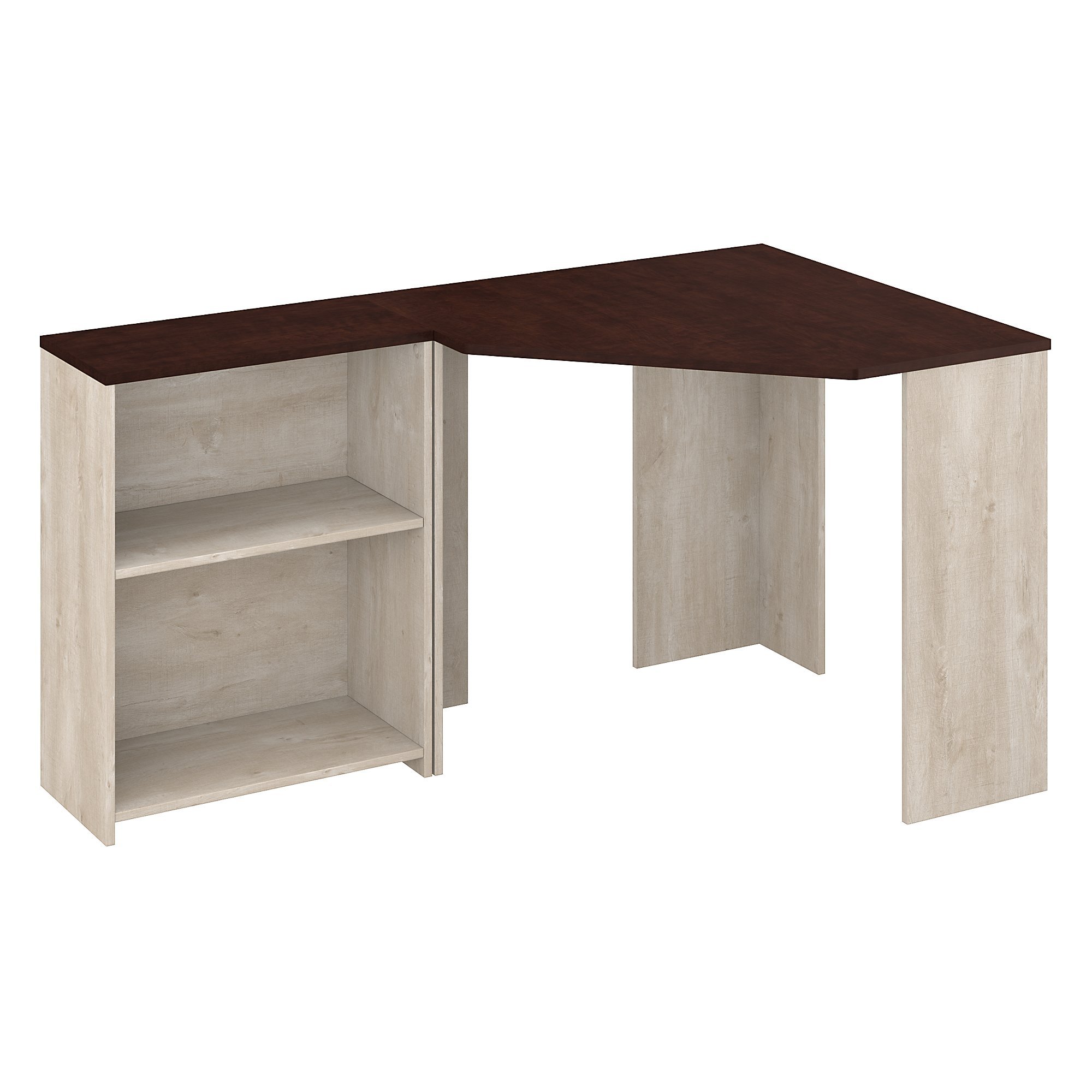 Townhill Washed Gray and Cherry Top Corner Desk with Shelving-5