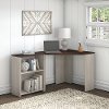 Washed Gray and Madison Cherry Corner Desk with Bookcase - Townhill