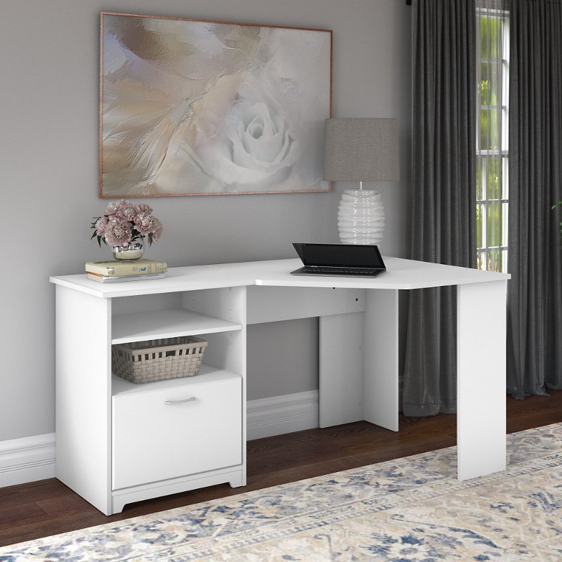 White Traditional Corner Desk Cabot Rc Willey Furniture Store