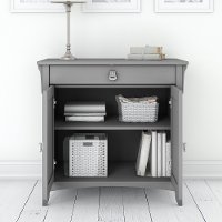 Cape Cod Gray Secretary Desk with Keyboard Tray and Storage Cabinet - Salinas-4