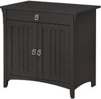 Vintage Black Secretary Desk with Keyboard Tray and Storage Cabinet - Salinas-5