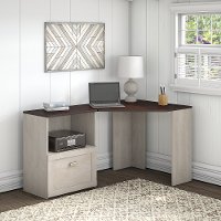 Townhill Washed Gray and Cherry Top Corner Desk