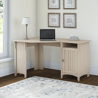 Antique White Corner Desk with Storage - Salinas