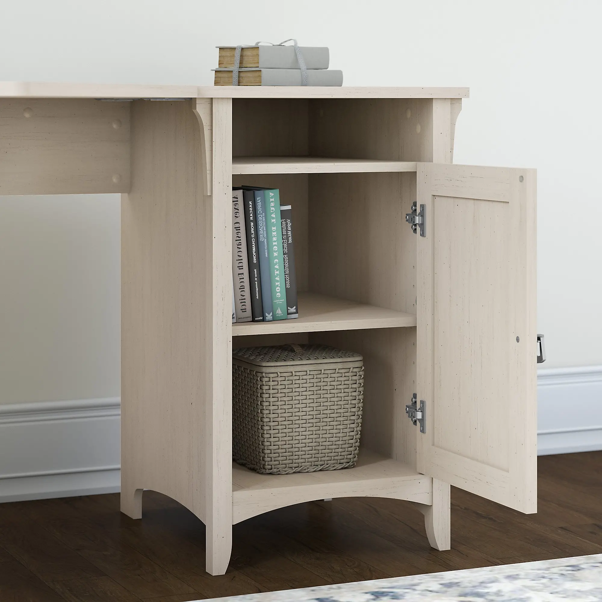 SAD155AW-03 Salinas Antique White Corner Pedestal Desk-2