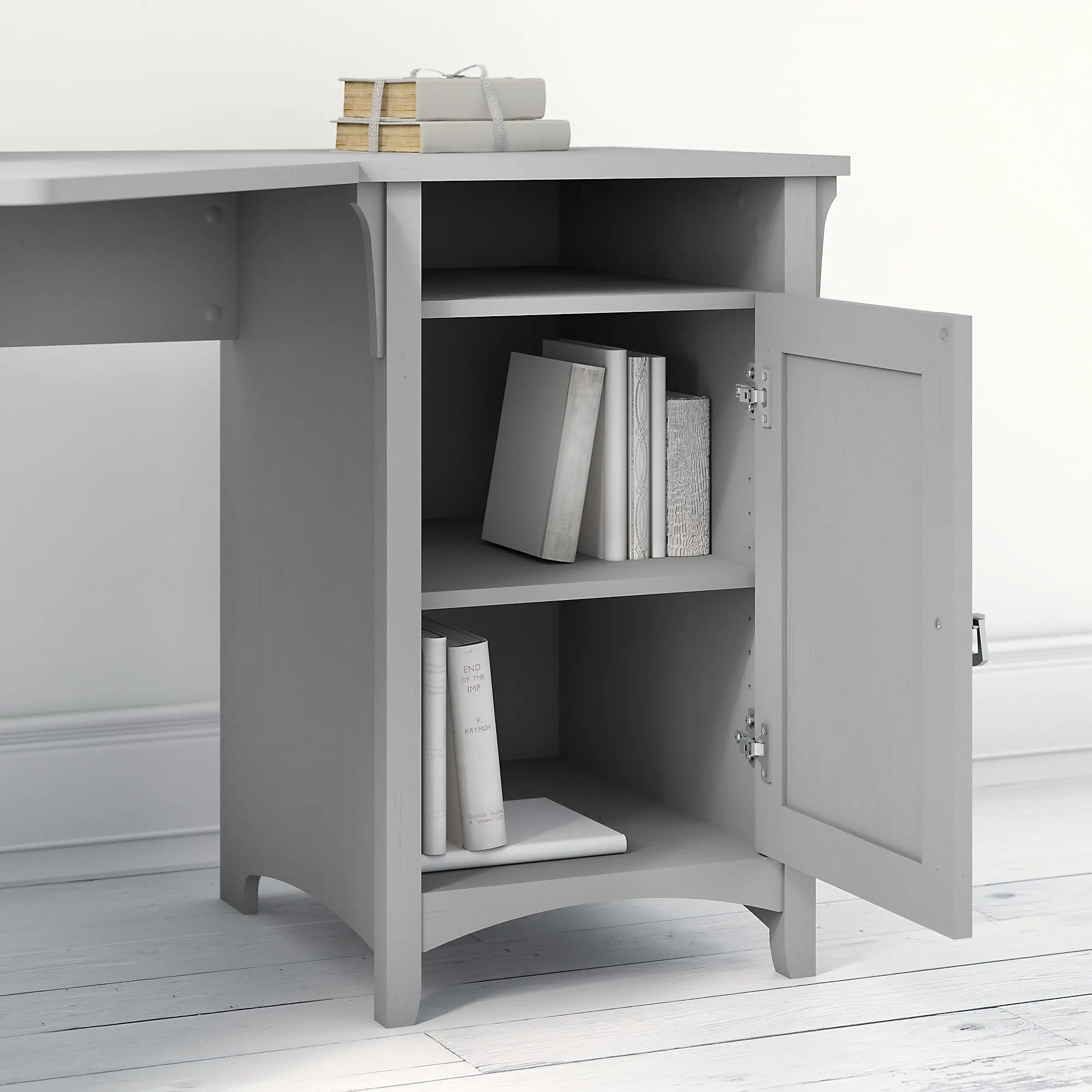 SAD155CG-03 Salinas Cape Cod Gray Corner Pedestal Desk-3