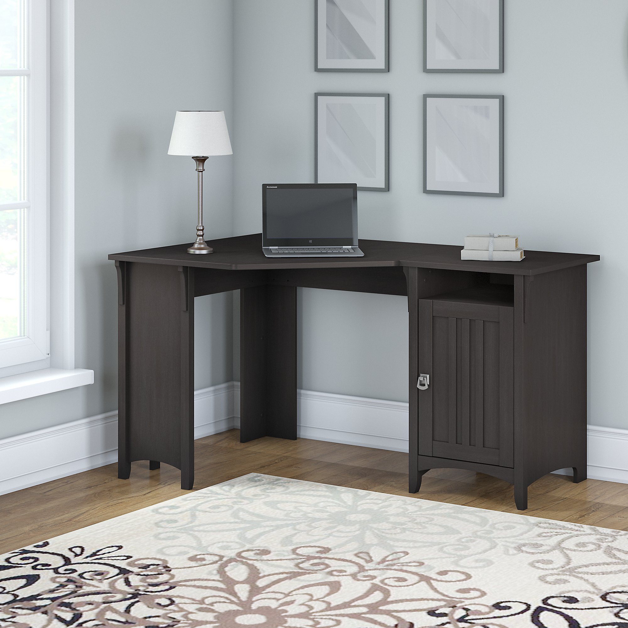 Salinas Vintage Black Corner Pedestal Desk-1