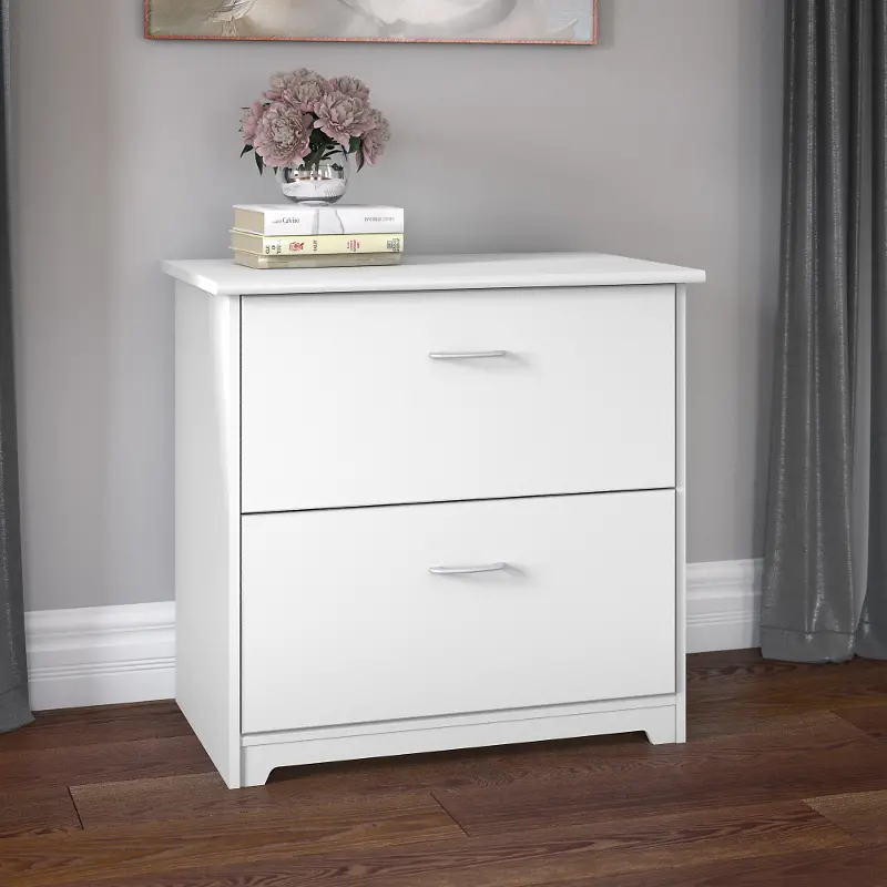 WC31980 Cabot White 2 Drawer Lateral File Cabinet - Bush Furniture