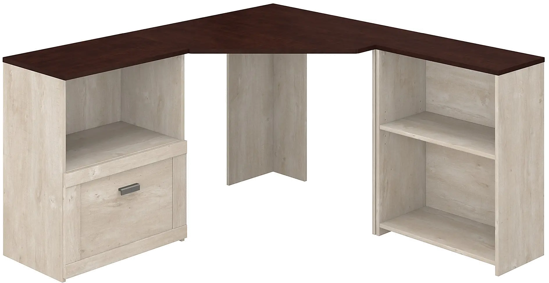 TNH003WM2 Townhill Washed Gray and Cherry Top Corner Desk with Storage-2