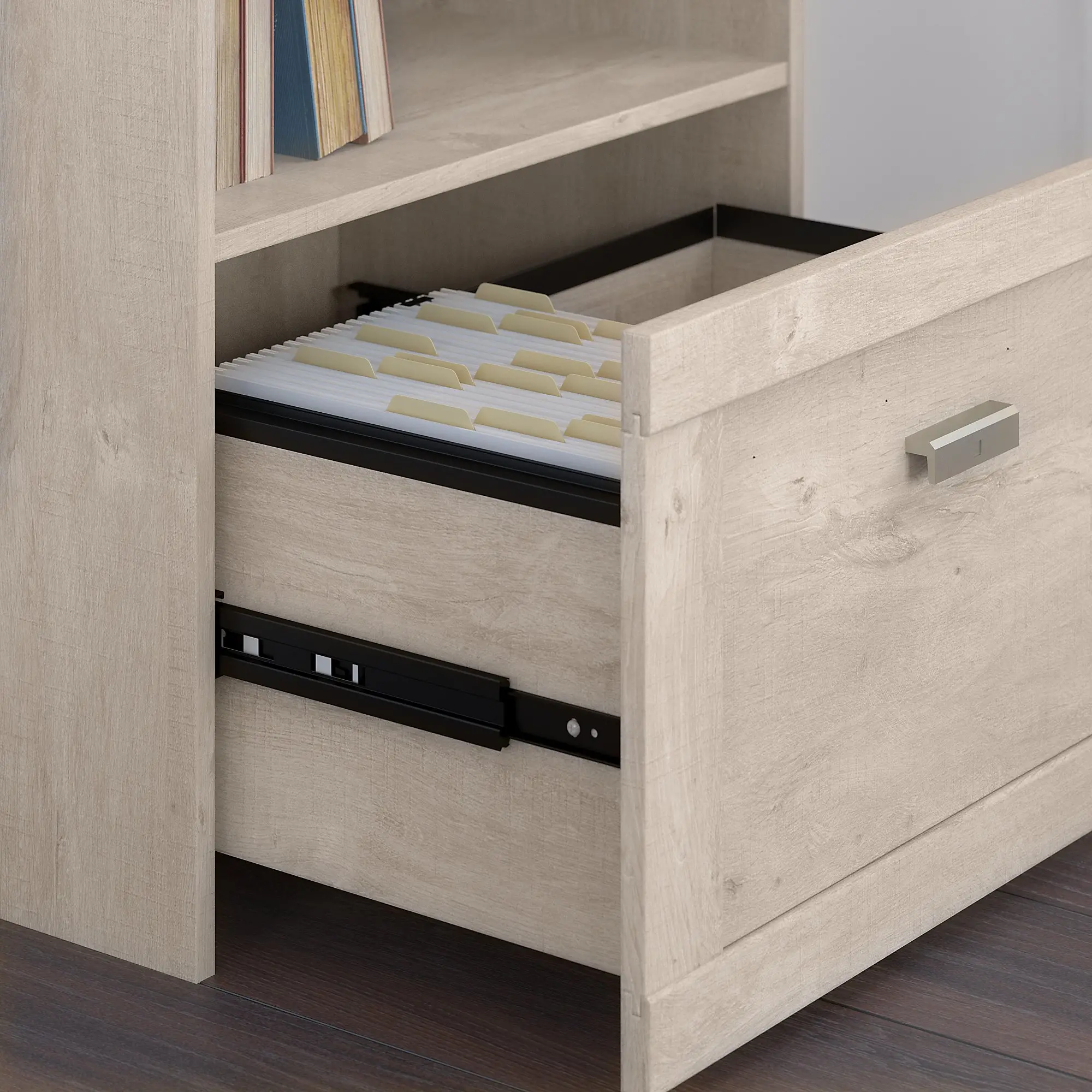 TNH003WM2 Townhill Washed Gray and Cherry Top Corner Desk with Storage-4