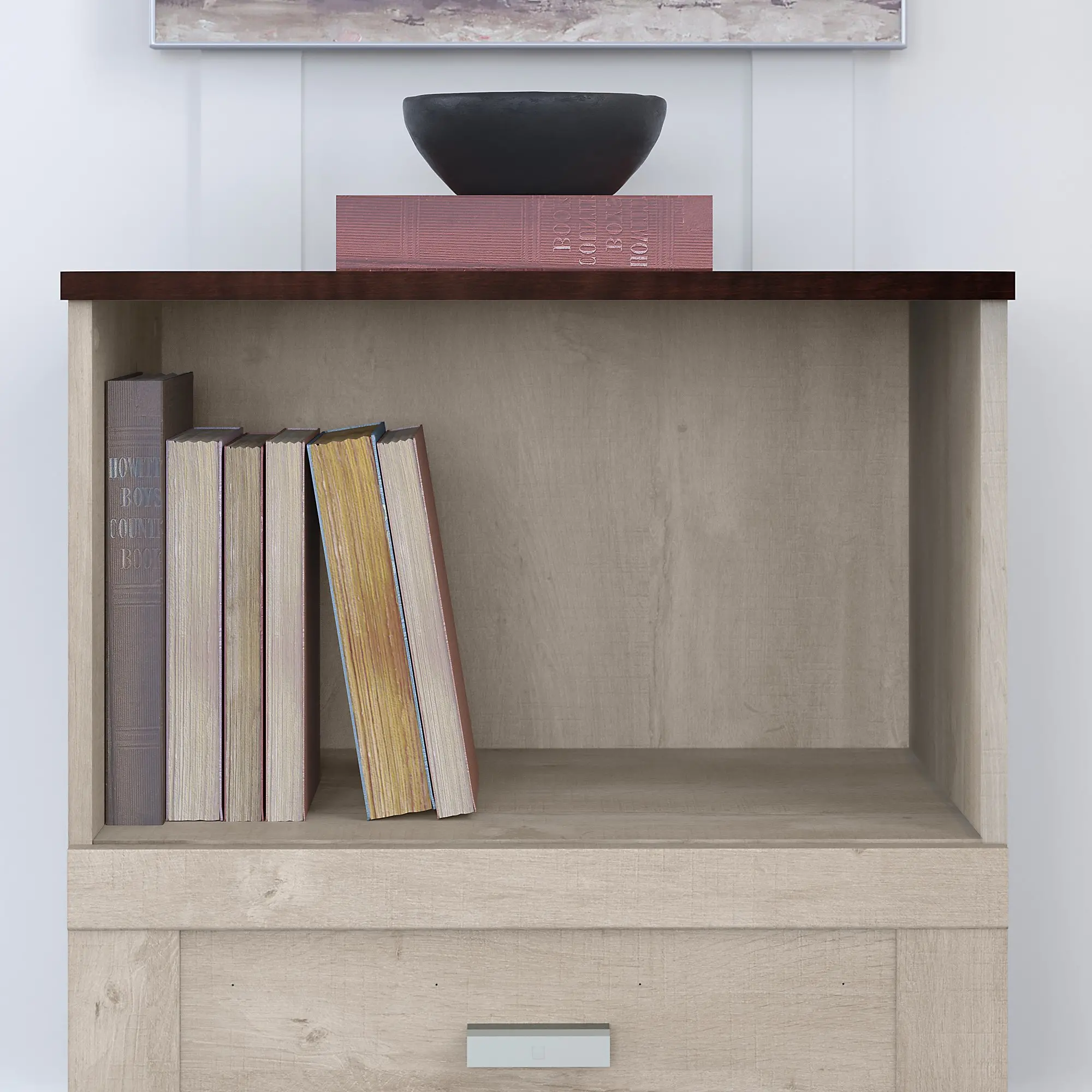 TNH003WM2 Townhill Washed Gray and Cherry Top Corner Desk with Storage-5