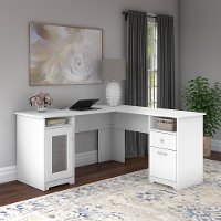 Traditional White L-Shaped Computer Desk - Cabot