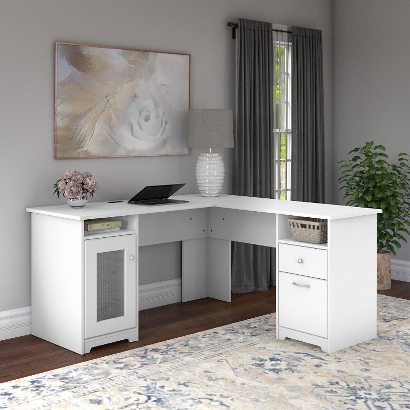 Traditional White L Shaped Computer Desk Cabot Rc Willey