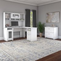 Traditional White L-Shaped Computer Desk - Cabot-2