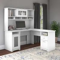 CAB001WHN White L-Shaped Desk with Hutch - Cabot