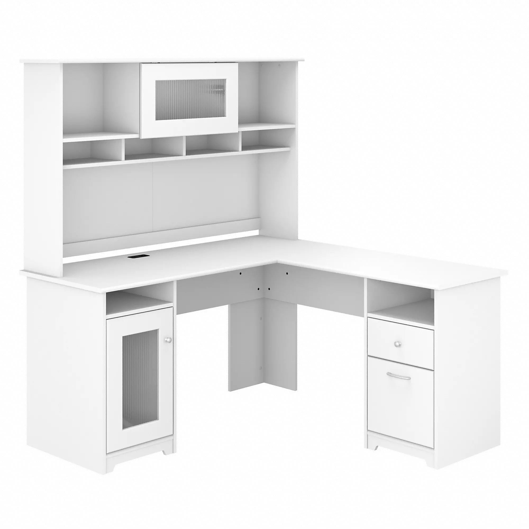 CAB001WHN White L-Shaped Desk with Hutch - Cabot-2