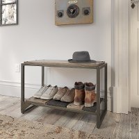Distressed Rustic Gray Shoe Storage Bench - Refinery