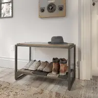 RFS232RG-03 Refinery Distressed Rustic Gray Shoe Storage Bench
