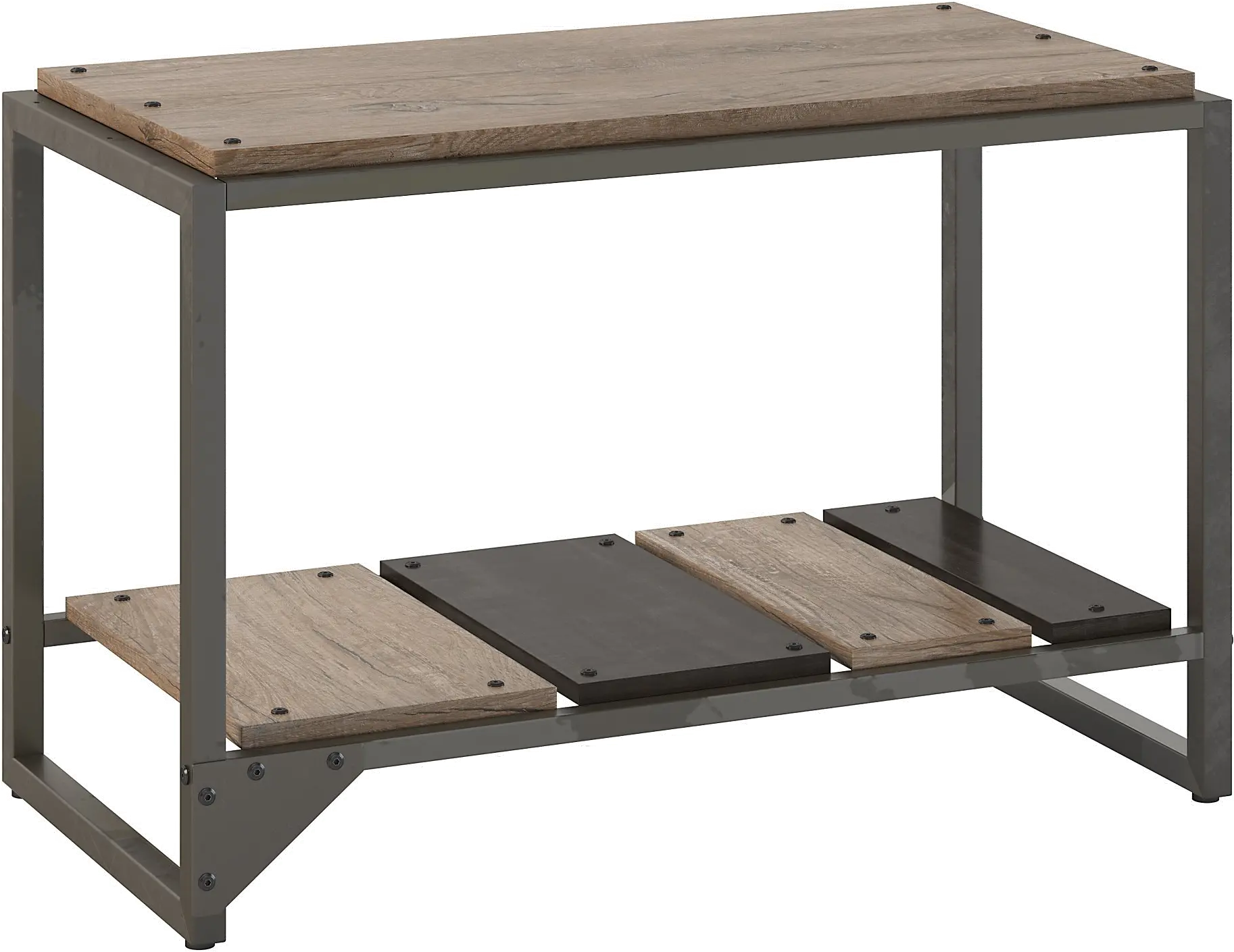 RFS232RG-03 Refinery Distressed Rustic Gray Shoe Storage Bench-3