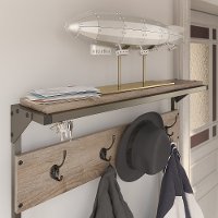 Distressed Rustic Gray Hall Tree with Shoe Storage - Refinery-2