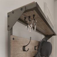 Distressed Rustic Gray Hall Tree with Shoe Storage - Refinery-3