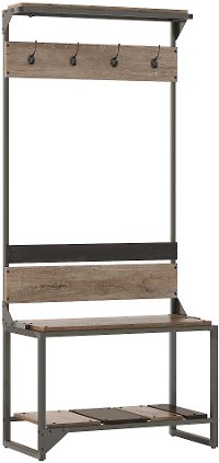 Distressed Rustic Gray Hall Tree with Shoe Storage - Refinery-5