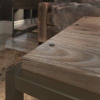 Gray Rustic Coffee Table with Metal Base - Refinery-4