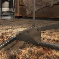 Gray Rustic Coffee Table with Metal Base - Refinery-5
