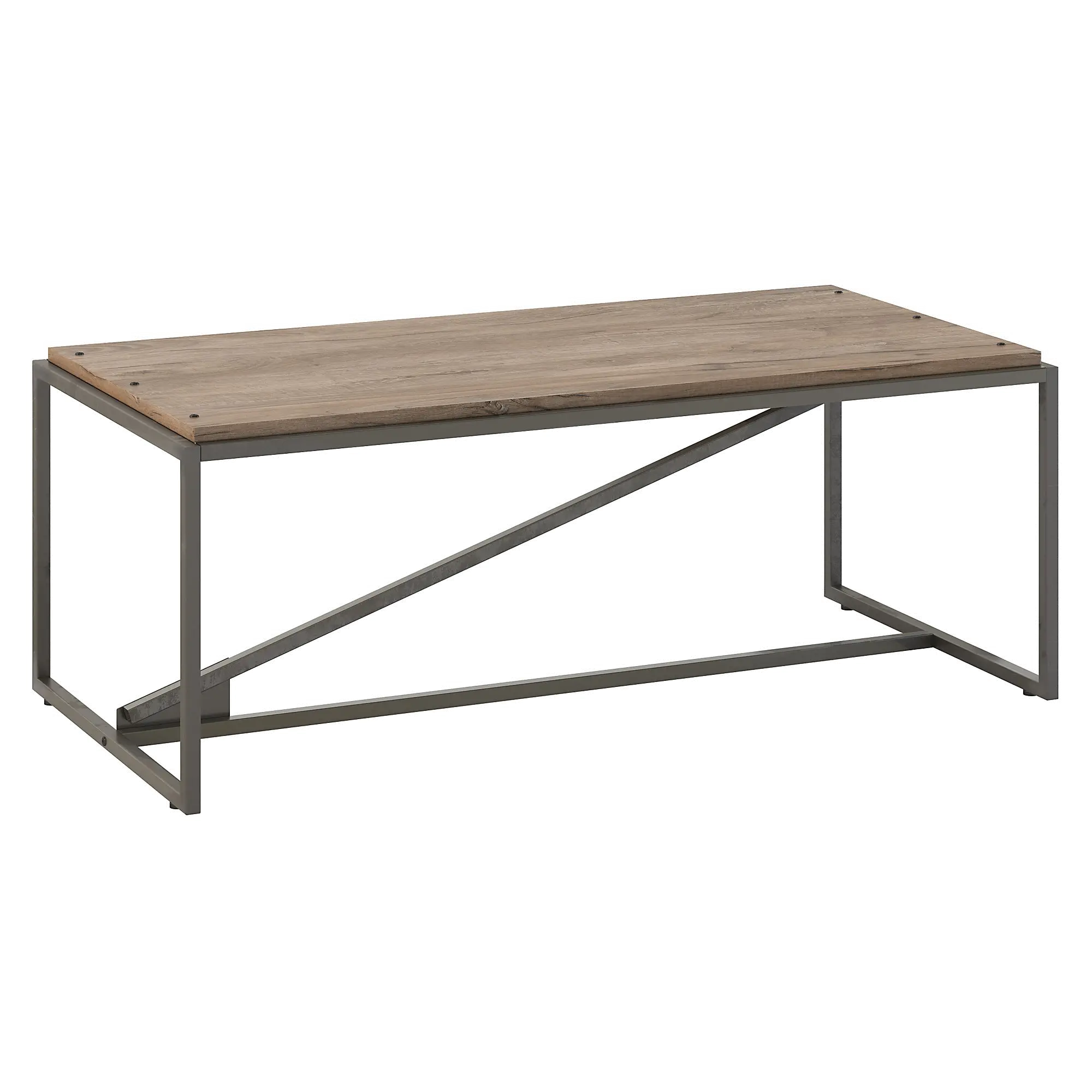 RFT148RG-03 Refinery Gray Rustic Coffee Table with Metal Base-2