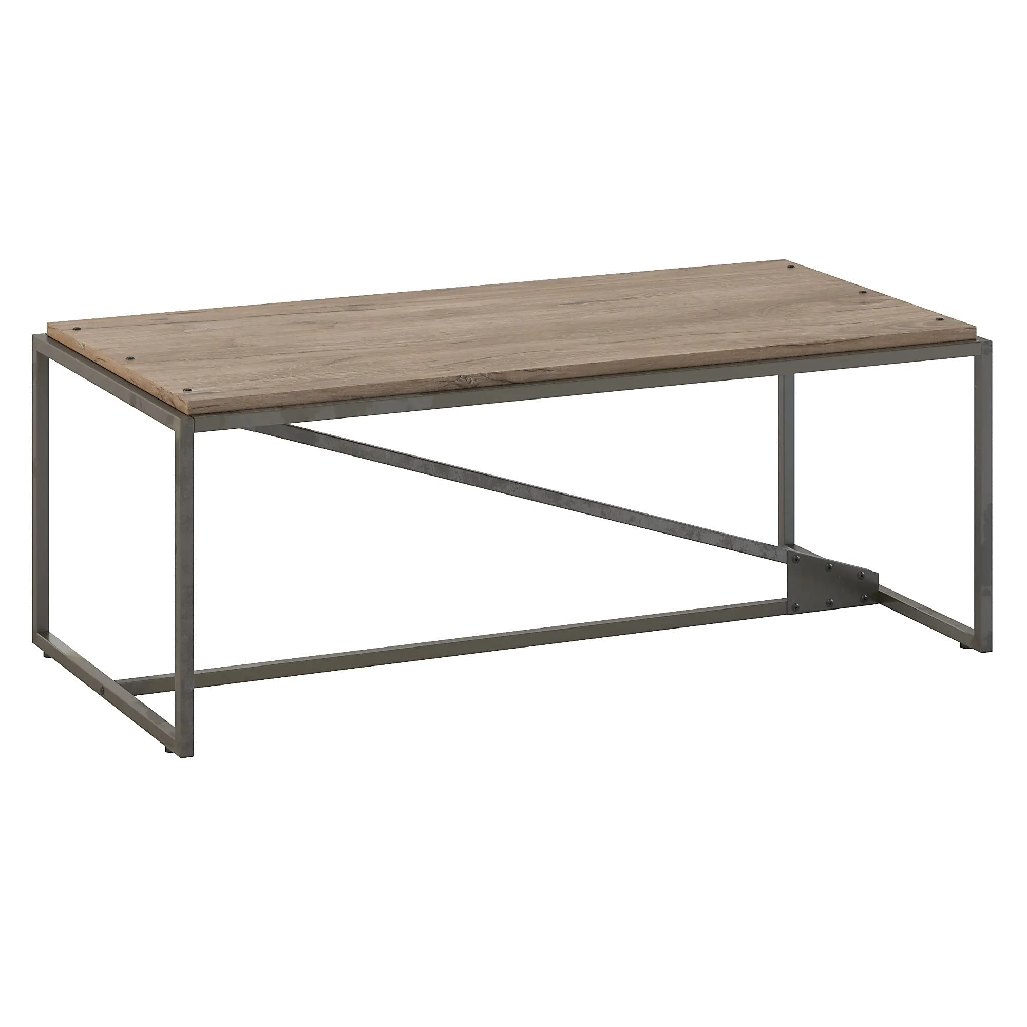 RFT148RG-03 Refinery Gray Rustic Coffee Table with Metal Base-3