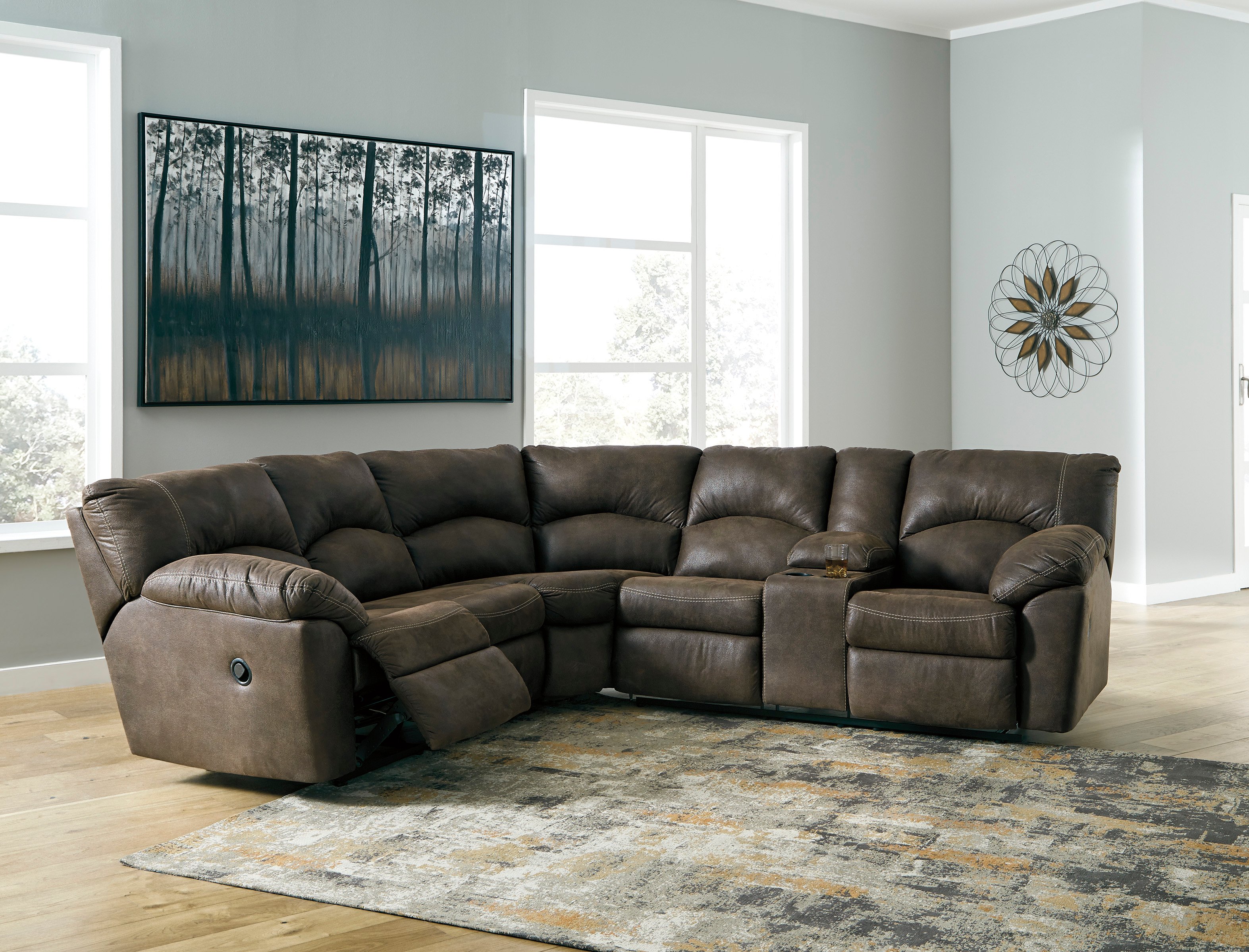 Canyon Casual Contemporary Brown Reclining Sectional Sofa-1