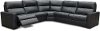Navy Blue Leather-Match Power Reclining Sectional Sofa - Angler