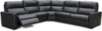 Navy Blue Leather-Match Power Reclining Sectional Sofa - Angler