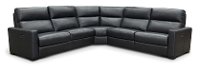 Navy Blue Leather-Match Power Reclining Sectional Sofa - Angler-2
