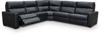 Navy Blue Leather-Match Power Reclining Sectional Sofa - Angler-4