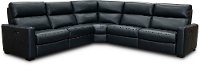Navy Blue Leather-Match Power Reclining Sectional Sofa - Angler-5